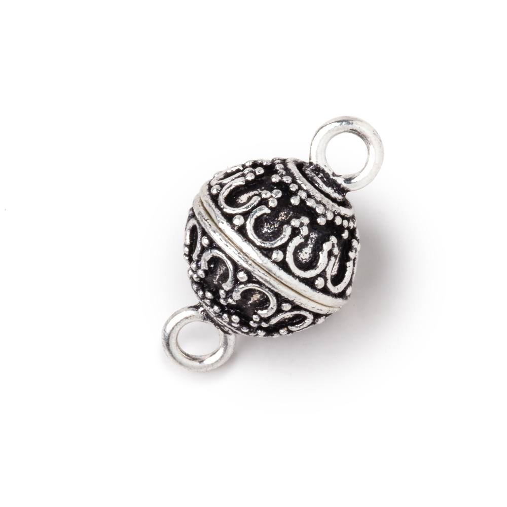 13.5mm Antiqued Silver Plated Copper Moroccan Design Magnetic Clasp 1 piece - BeadsofCambay.com