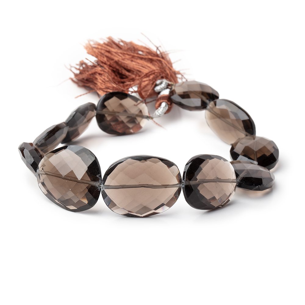 15x13-21x17mm Smoky Quartz Faceted Flat Nugget Beads 8 inch 11 pieces - BeadsofCambay.com