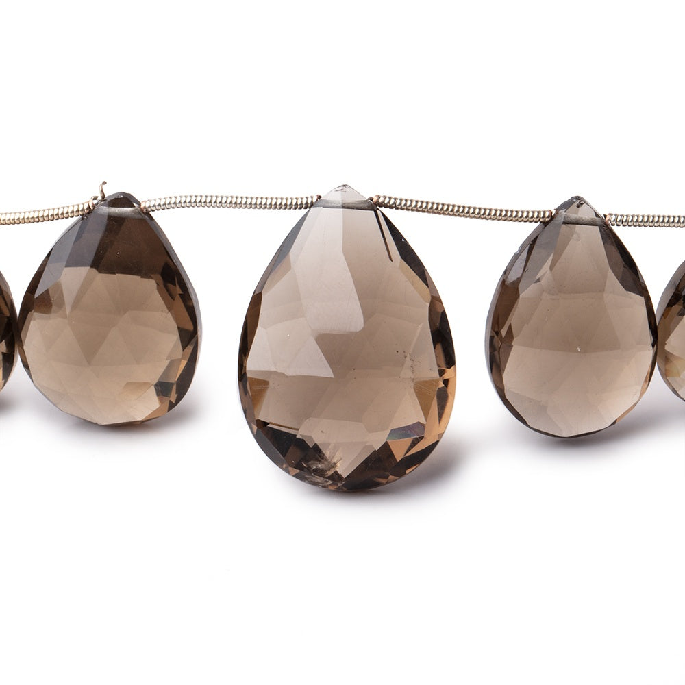 17x14-26x17mm Smoky Quartz Faceted Pear Beads 8 inch 11 pieces - BeadsofCambay.com
