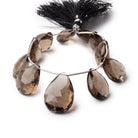 17x14-26x17mm Smoky Quartz Faceted Pear Beads 8 inch 11 pieces - BeadsofCambay.com