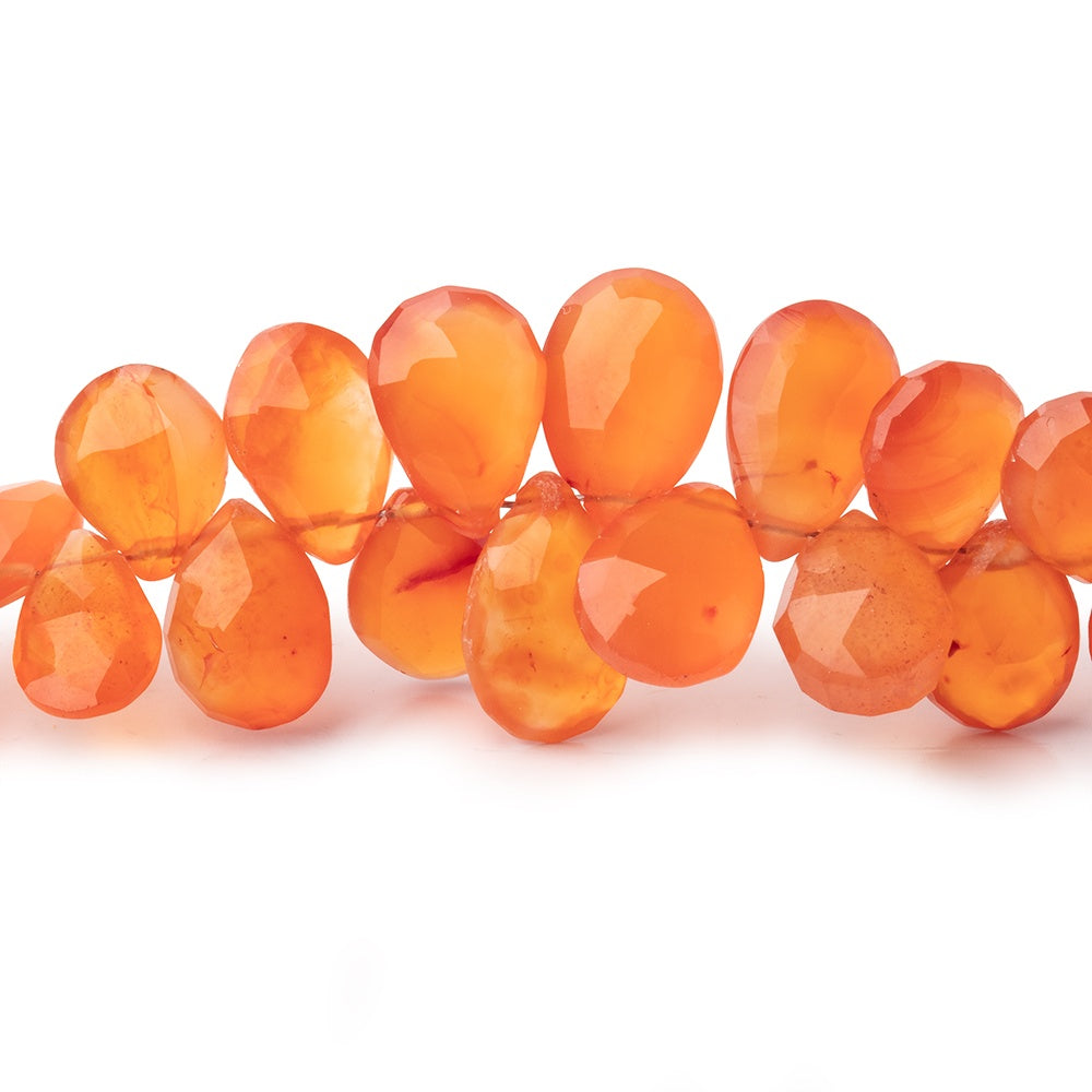 7.5x5-11x7mm Carnelian Faceted Pear Beads 8 inch 60 pieces - BeadsofCambay.com