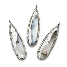 42x13mm Black Gold CZ Bezel & Dendritic Opal faceted pear Pendant 1 piece - Beadsofcambay.com