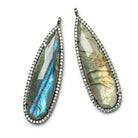 42x13mm Black Gold CZ Bezel & Labradorite faceted pear Pendant 1 piece - Beadsofcambay.com