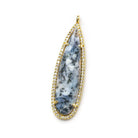 42x13mm Vermeil CZ Bezel & Dendritic Opal faceted pear Pendant 1 piece - Beadsofcambay.com