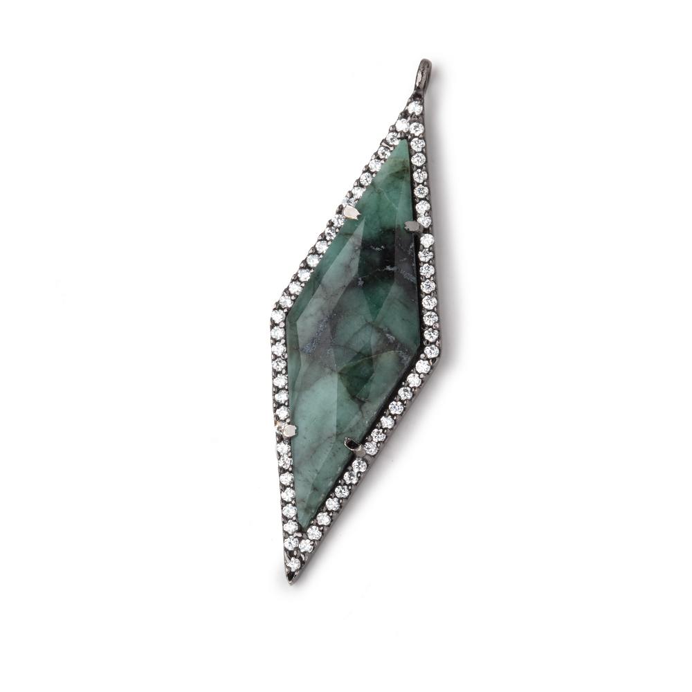 42x14mm Black Gold CZ Bezel Emerald Kite Pendant 1 Focal Bead - Beadsofcambay.com