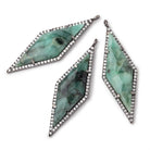 42x14mm Black Gold CZ Bezel Emerald Kite Pendant 1 Focal Bead - Beadsofcambay.com