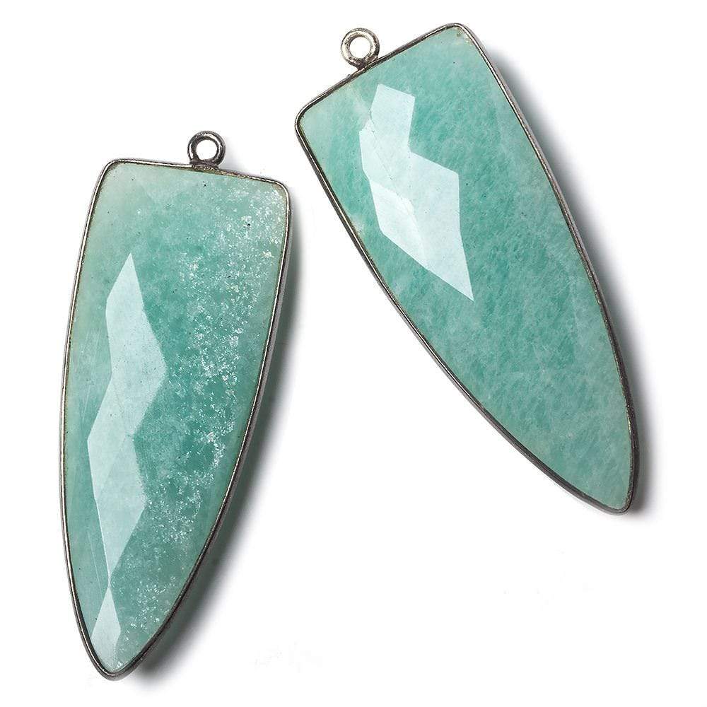 42x16mm Black Gold Bezel Amazonite faceted point 1 focal bead - Beadsofcambay.com