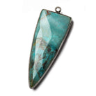 42x16mm Black Gold Bezel Chrysocolla faceted point 1 focal bead - Beadsofcambay.com