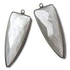 42x16mm Black Gold Bezel Platinum Grey Moonstone faceted point 1 focal bead - Beadsofcambay.com