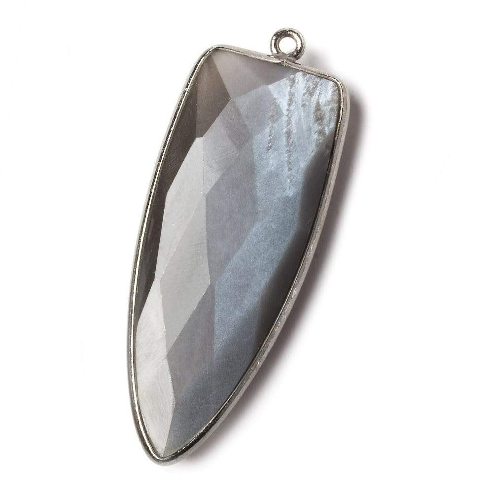 42x16mm Black Gold Bezel Platinum Grey Moonstone Point 1 ring Pendant 1 piece - Beadsofcambay.com