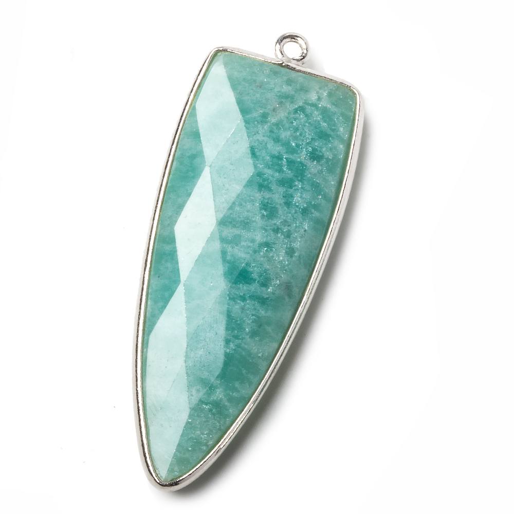 42x16mm Silver .925 Bezel Amazonite Point 1 ring Pendant 1 piece - Beadsofcambay.com