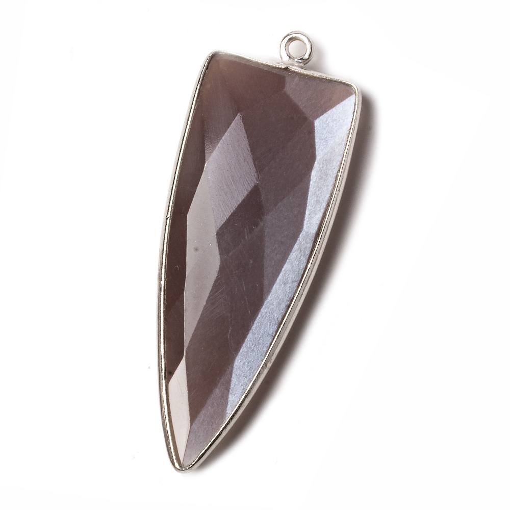 42x16mm Silver .925 Bezel Chocolate Moonstone Point 1 ring Pendant 1 piece - Beadsofcambay.com