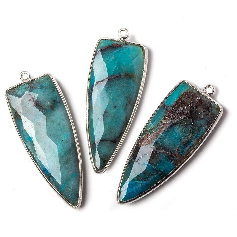 42x16mm Silver .925 Bezel Chrysocolla Point 1 ring Pendant 1 piece - Beadsofcambay.com