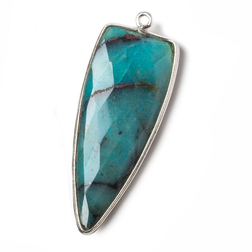 42x16mm Silver .925 Bezel Chrysocolla Point 1 ring Pendant 1 piece - Beadsofcambay.com