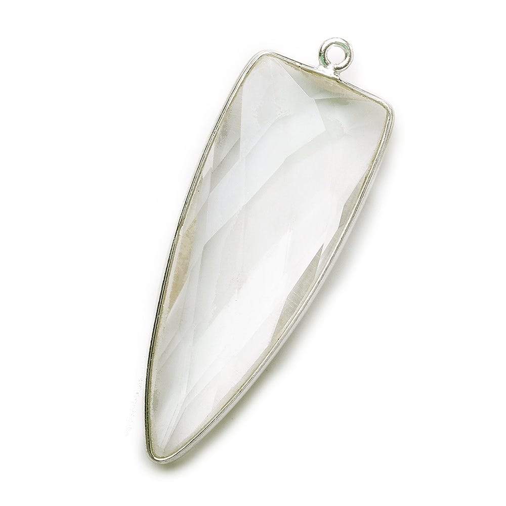 42x16mm Silver .925 Bezel Clear Quartz Point 1 ring Pendant 1 piece - Beadsofcambay.com