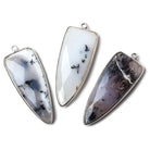 42x16mm Silver .925 Bezel Dendritic Opal Point 1 ring Pendant 1 piece - Beadsofcambay.com