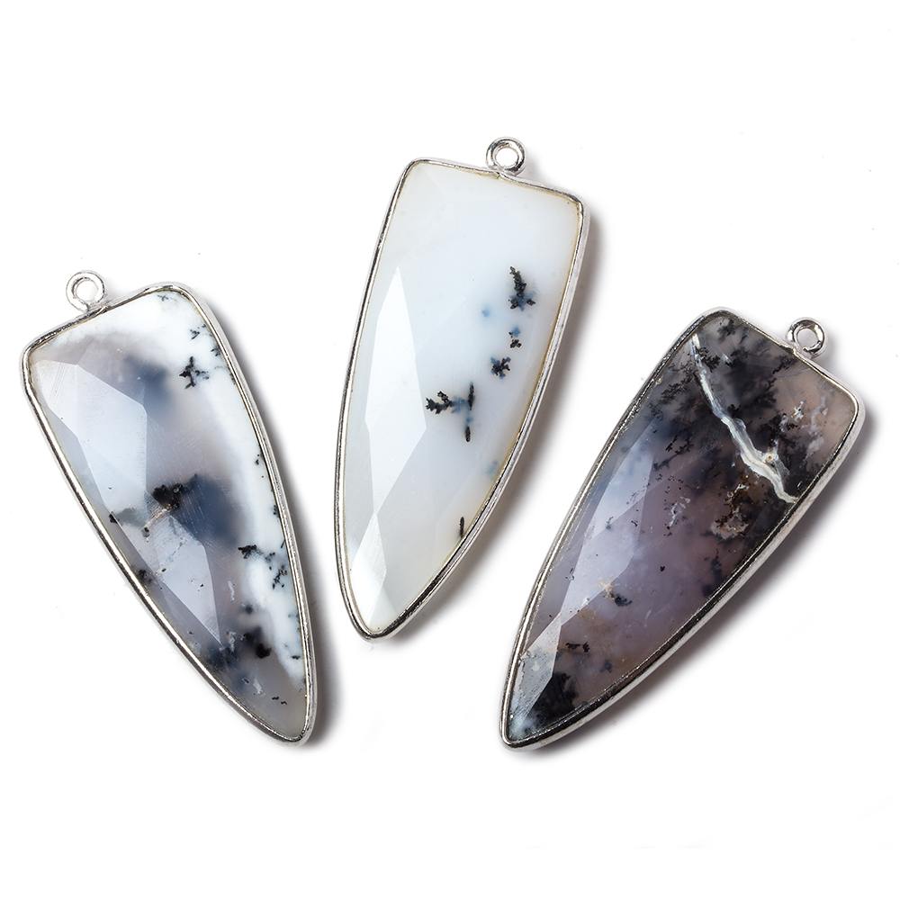 42x16mm Silver .925 Bezel Dendritic Opal Point 1 ring Pendant 1 piece - Beadsofcambay.com