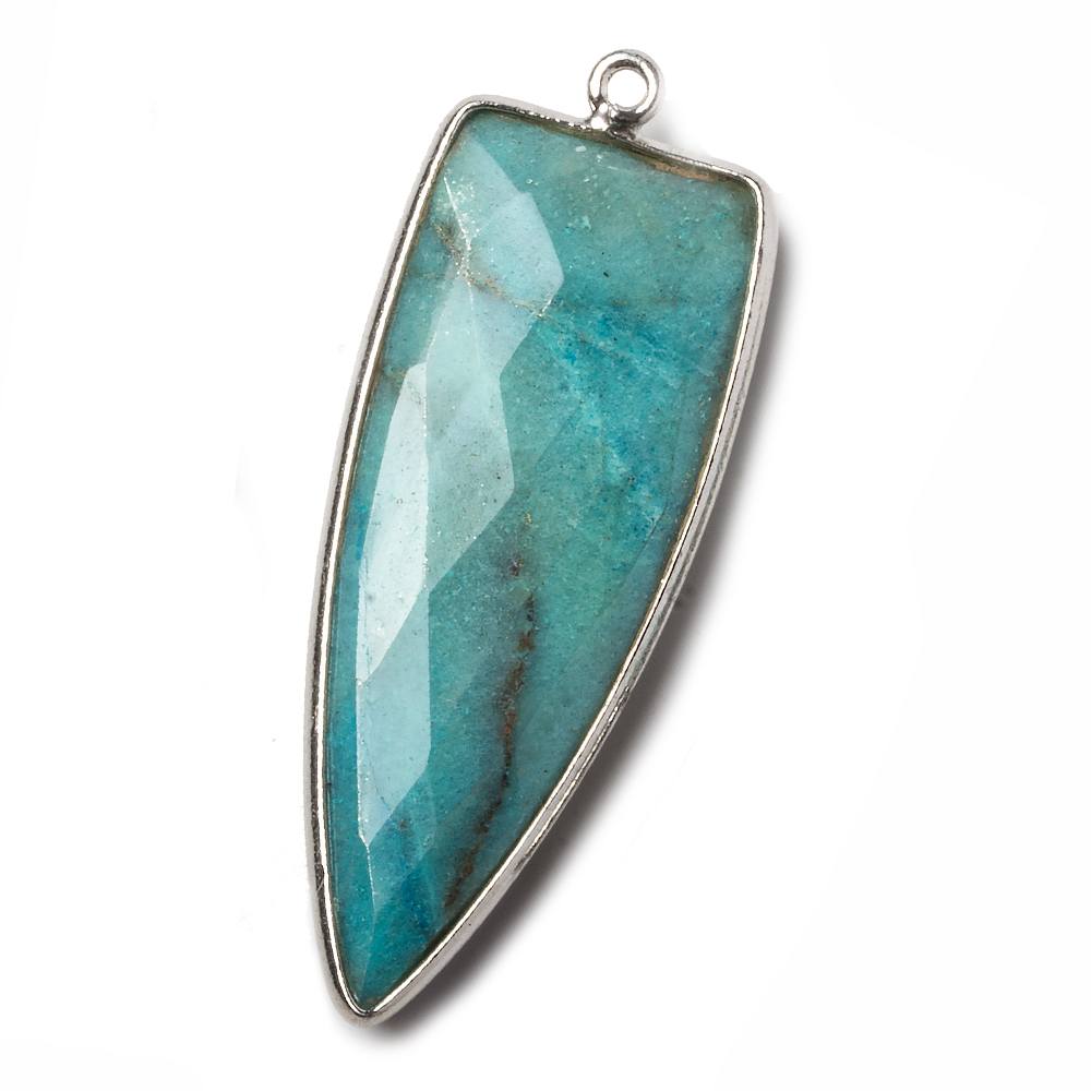 42x16mm Silver .925 Bezel Pale Chrysocolla Point 1 ring Pendant 1 piece - Beadsofcambay.com