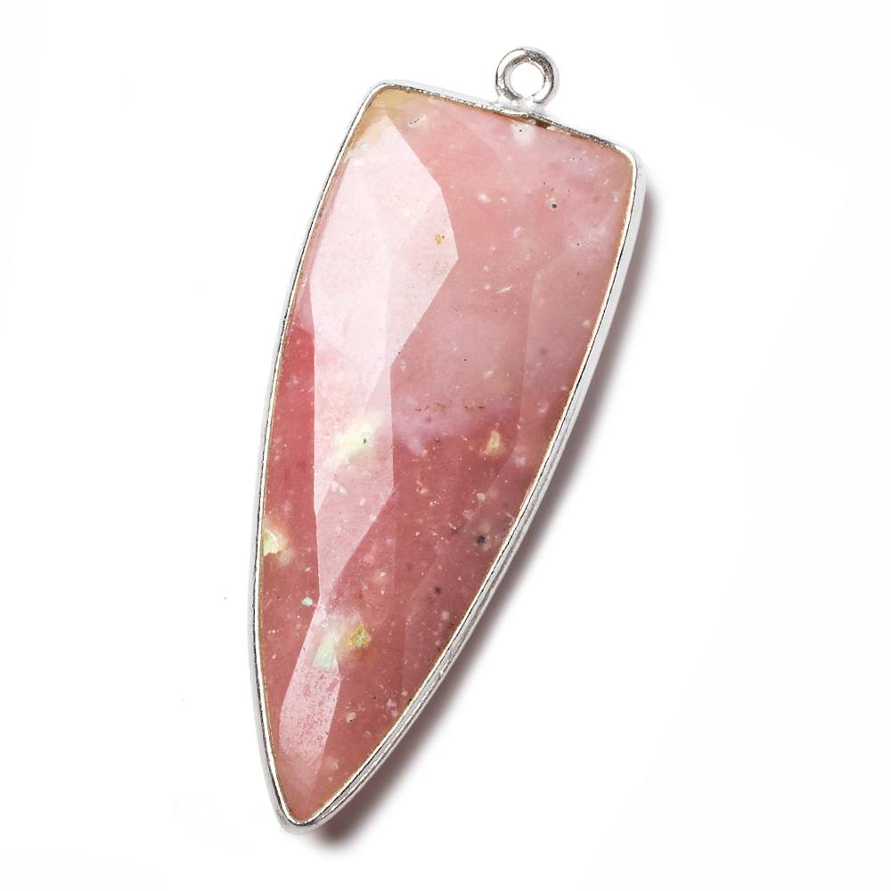 42x16mm Silver .925 Bezel Pink Peruvian Opal Point 1 ring Pendant 1 piece - Beadsofcambay.com
