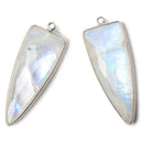 40x16mm Silver .925 Bezel Rainbow Moonstone Point 1 ring Pendant 1 piece - Beadsofcambay.com