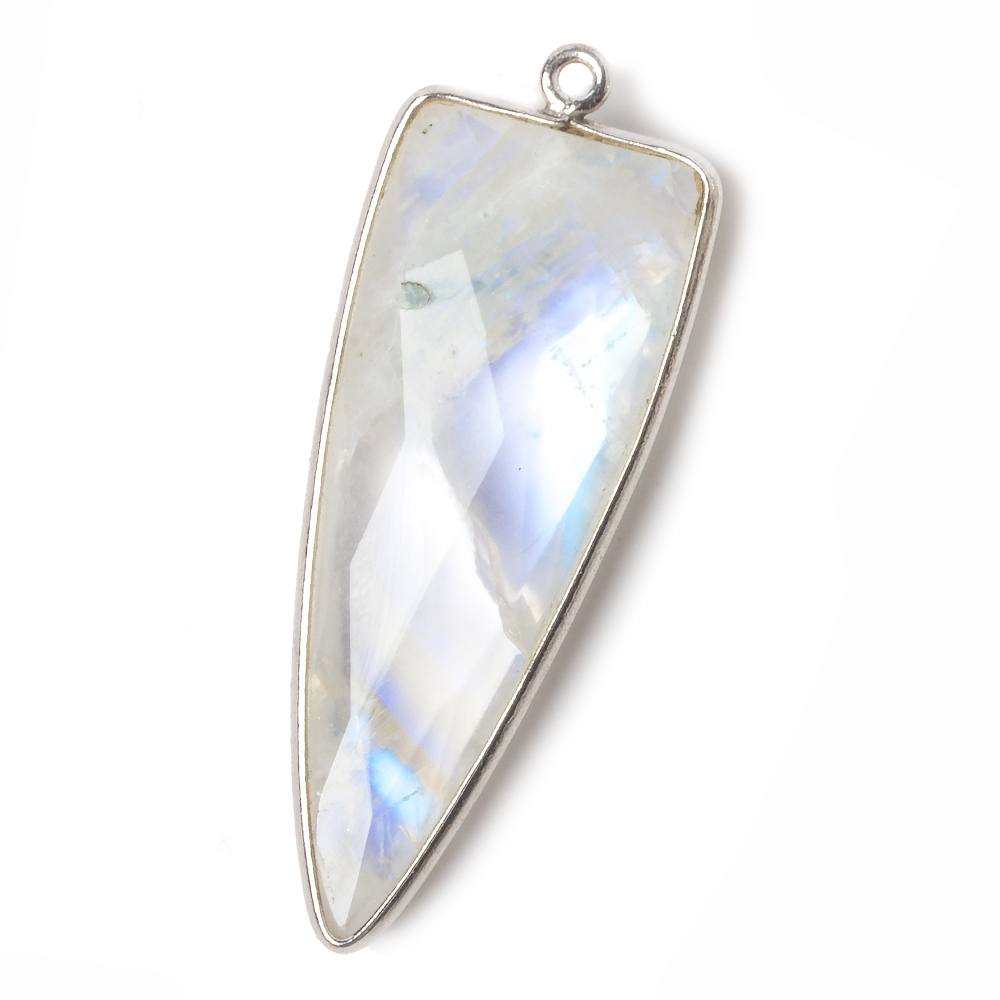 40x16mm Silver .925 Bezel Rainbow Moonstone Point 1 ring Pendant 1 piece - Beadsofcambay.com