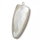 42x16mm Silver .925 Bezel White Moonstone Point 1 ring Pendant 1 piece - Beadsofcambay.com