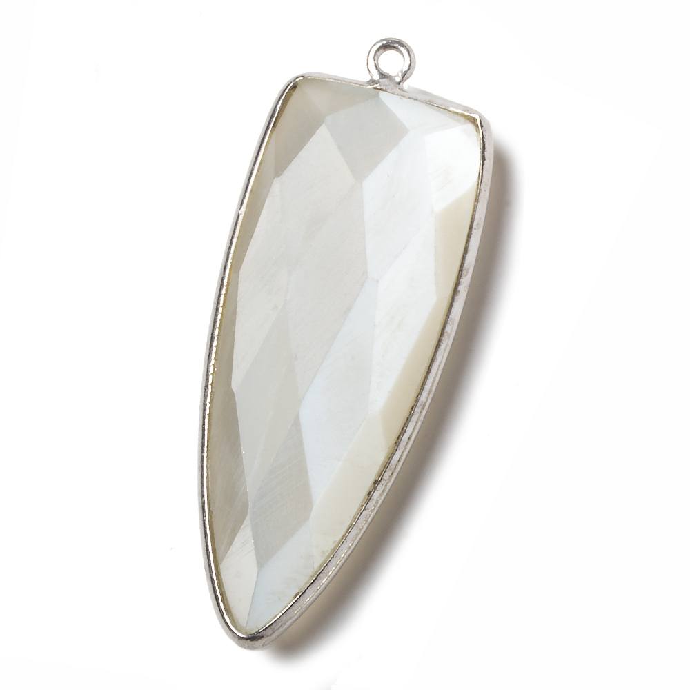 42x16mm Silver .925 Bezel White Moonstone Point 1 ring Pendant 1 piece - Beadsofcambay.com