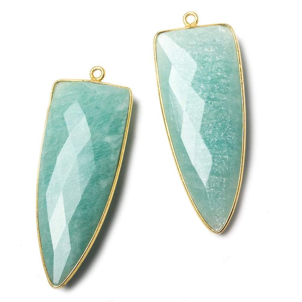42x16mm Vermeil Bezel Amazonite faceted point 1 focal bead - Beadsofcambay.com