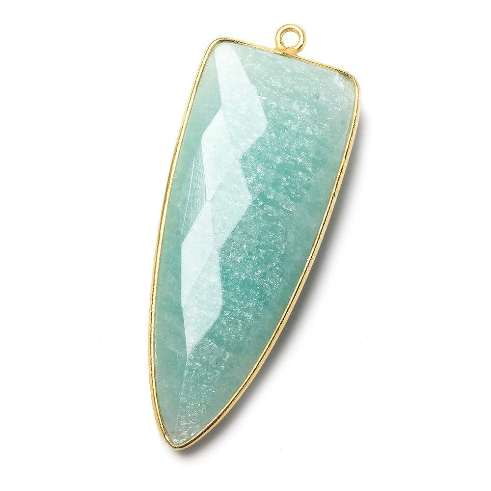 42x16mm Vermeil Bezel Amazonite faceted point 1 focal bead - Beadsofcambay.com