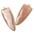42x16mm Vermeil Bezel Angel Skin Peach Moonstone Point 1 ring Pendant 1 piece - Beadsofcambay.com