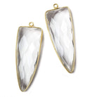 42x16mm Vermeil Bezel Crystal Quartz faceted point 1 focal bead - Beadsofcambay.com