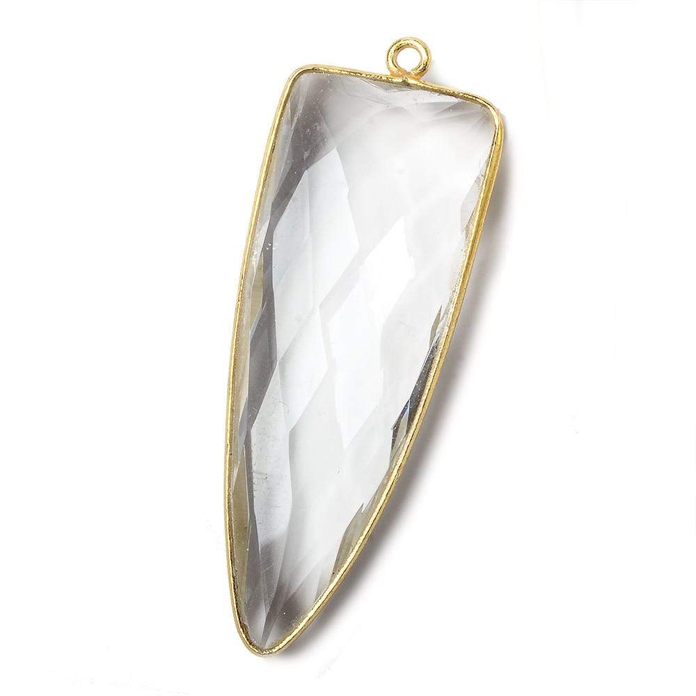42x16mm Vermeil Bezel Crystal Quartz faceted point 1 focal bead - Beadsofcambay.com