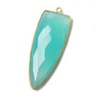 42x16mm Vermeil Bezel Key West Blue Chalcedony faceted point 1 focal bead - Beadsofcambay.com