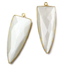 42x16mm Vermeil Bezel White Moonstone faceted point 1 focal bead - Beadsofcambay.com