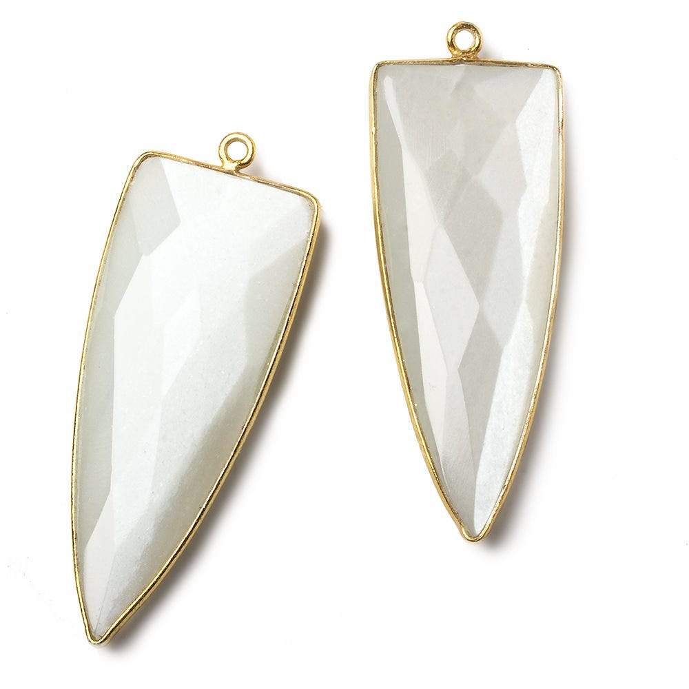 42x16mm Vermeil Bezel White Moonstone faceted point 1 focal bead - Beadsofcambay.com