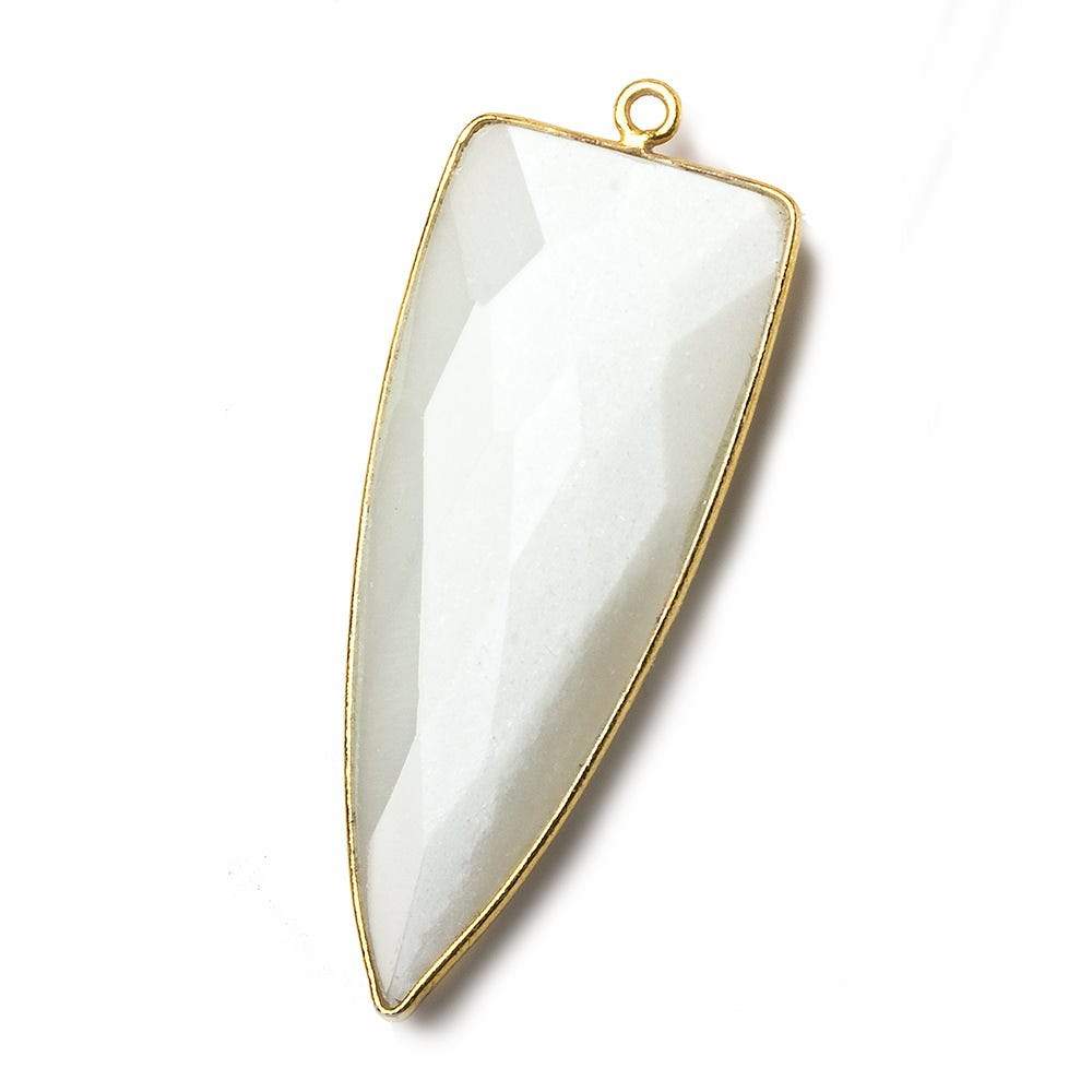 42x16mm Vermeil Bezel White Moonstone faceted point 1 focal bead - Beadsofcambay.com