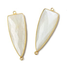 42x16mm Vermeil Bezel White Moonstone Point 2 ring Connector 1 piece - Beadsofcambay.com