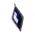 42x19mm Black Gold Bezeled White CZ & Lapis Lazuli Kite Pendant 1 pc - Beadsofcambay.com