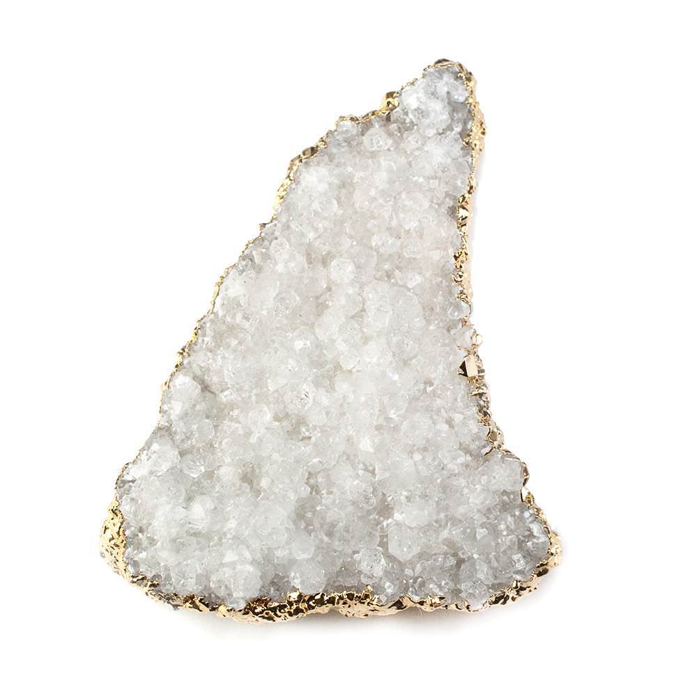 42x28mm 22kt Gold Leaf Edged Calcite Mineral Crystal Pendant 1 piece - Beadsofcambay.com