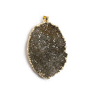 42x30mm Gold Leaf Edged rich Smoky Quartz Freeshape Drusy with Bail 1 piece - Beadsofcambay.com