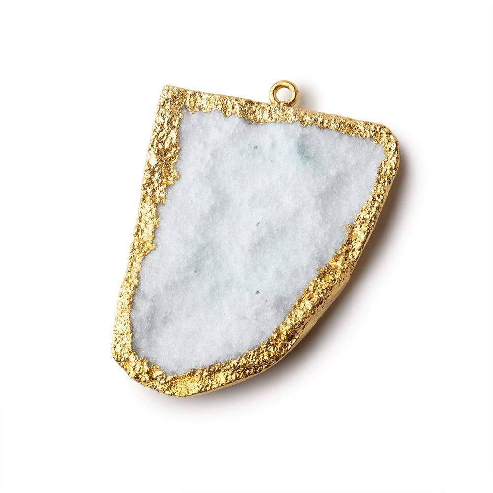 42x34mm Gold Leafed White Drusy Freeform Pendant 1 piece - Beadsofcambay.com