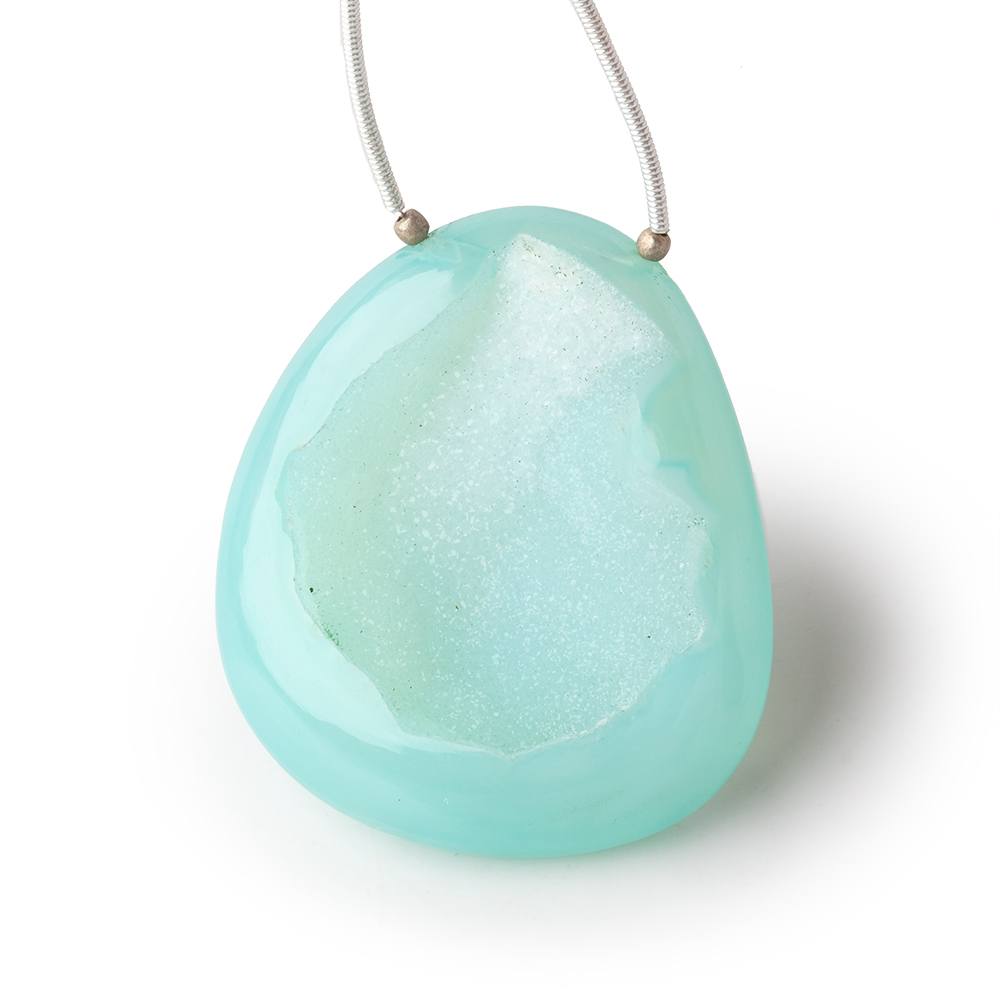 42x37mm Seafoam Blue Agate Drusy Freeform Focal 1 piece - Beadsofcambay.com