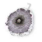 42x39mm Silver Leafed Amethyst Solar Quartz Slice Pendant 1 focal piece - Beadsofcambay.com