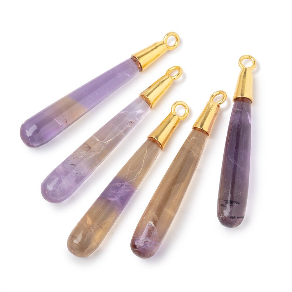 42x7mm Vermeil Capped Ametrine Plain Tear Drop Pendant 1 piece - Beadsofcambay.com