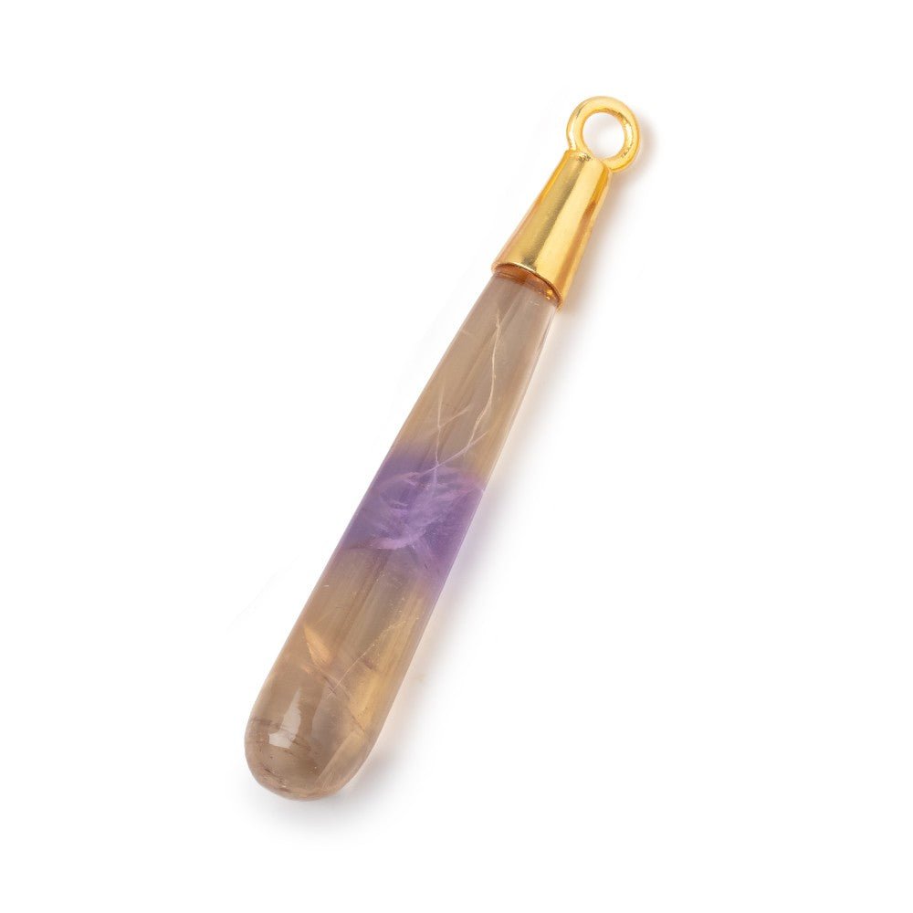42x7mm Vermeil Capped Ametrine Plain Tear Drop Pendant 1 piece - Beadsofcambay.com