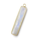 42x9.5mm Vermeil Bezel Rainbow Moonstone faceted bar pendant 1 piece - Beadsofcambay.com