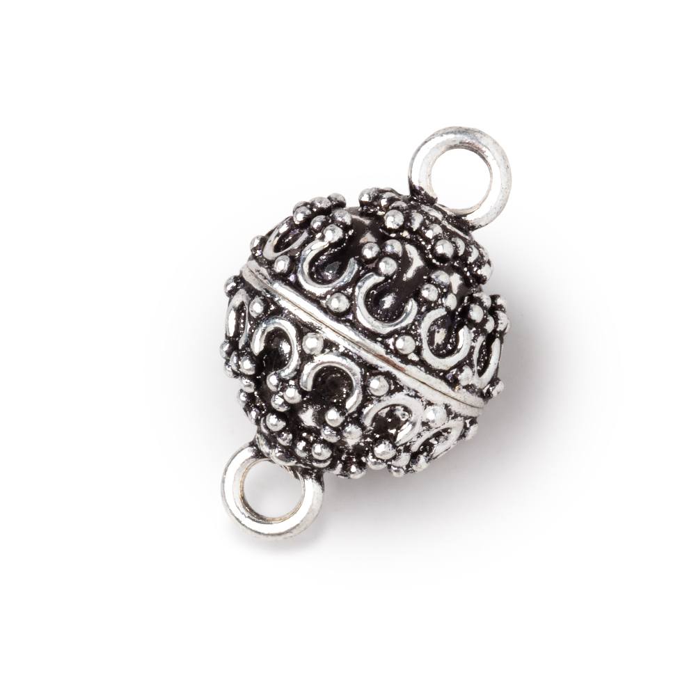 15mm Antiqued Silver Plated Copper Moroccan Design Magnetic Clasp 1 piece - BeadsofCambay.com