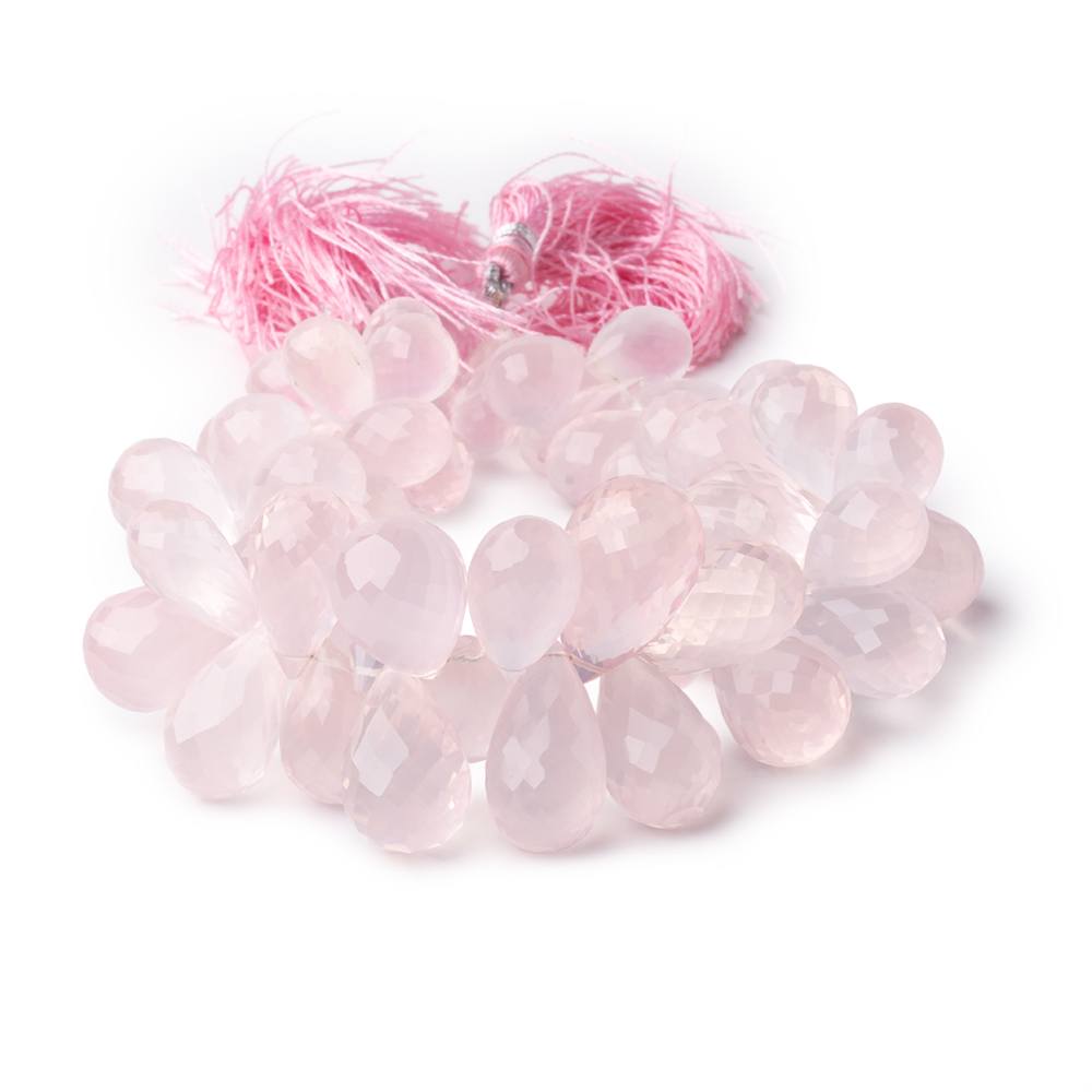 9x5-15x10mm Rose Quartz faceted tear drops 8 inch 65 beads AAA Grade - BeadsofCambay.com