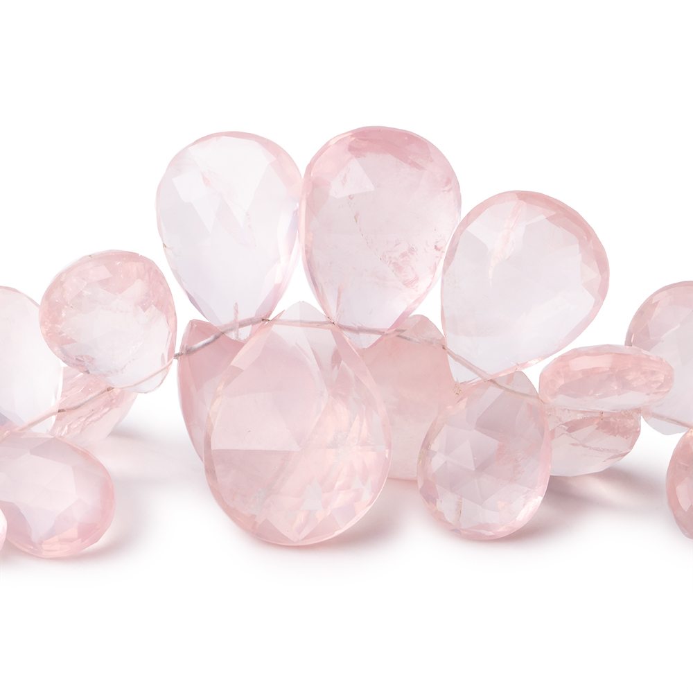 14x11-24x18mm Rose Quartz Faceted Pear Beads 7.5 inch 36 pieces - BeadsofCambay.com