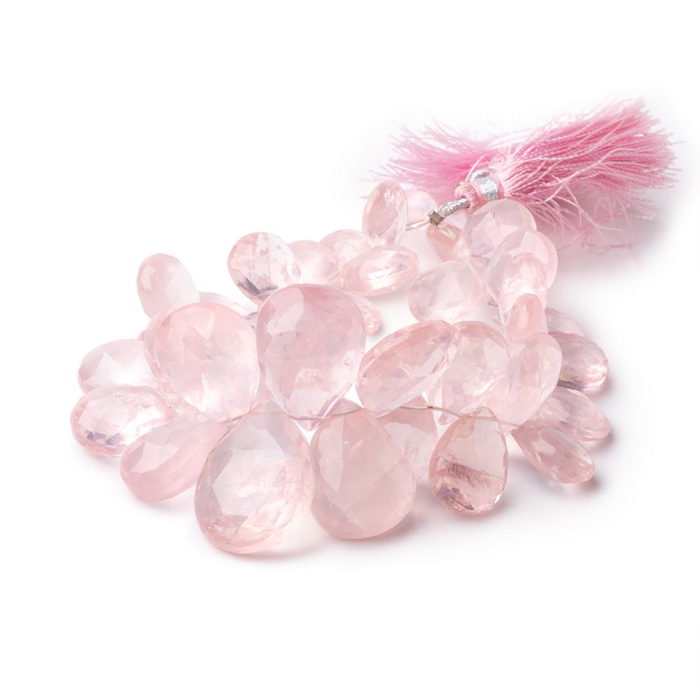 14x11-24x18mm Rose Quartz Faceted Pear Beads 7.5 inch 36 pieces - BeadsofCambay.com